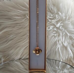 NEW 14kt Gold Plated Camelia Flower Necklace, 16" chain with 2 inch extender